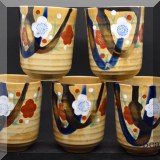 P11. Set of 5 painted ceramic Japanese tea cups. - $24 